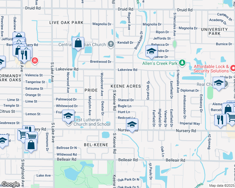 map of restaurants, bars, coffee shops, grocery stores, and more near 1364 South Keene Road in Clearwater