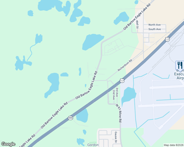 map of restaurants, bars, coffee shops, grocery stores, and more near 2410 Gerties Road in Bartow