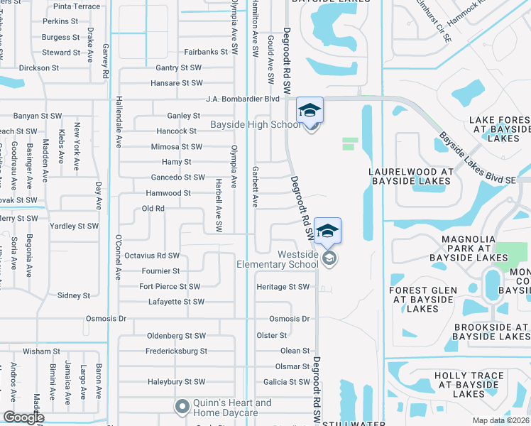 map of restaurants, bars, coffee shops, grocery stores, and more near 388 Hammonton Street Southwest in Palm Bay