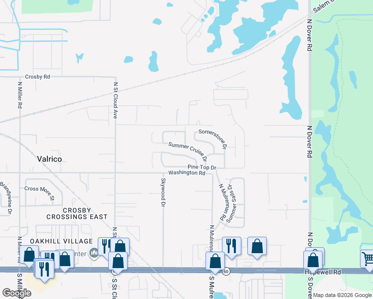map of restaurants, bars, coffee shops, grocery stores, and more near 3203 Summer Cruise Drive in Valrico