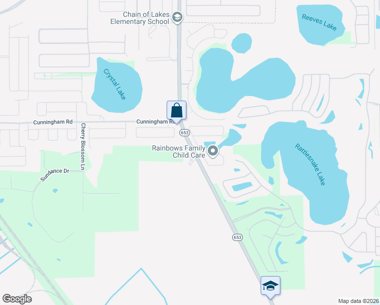 map of restaurants, bars, coffee shops, grocery stores, and more near 306 White Ibis Lane in Winter Haven
