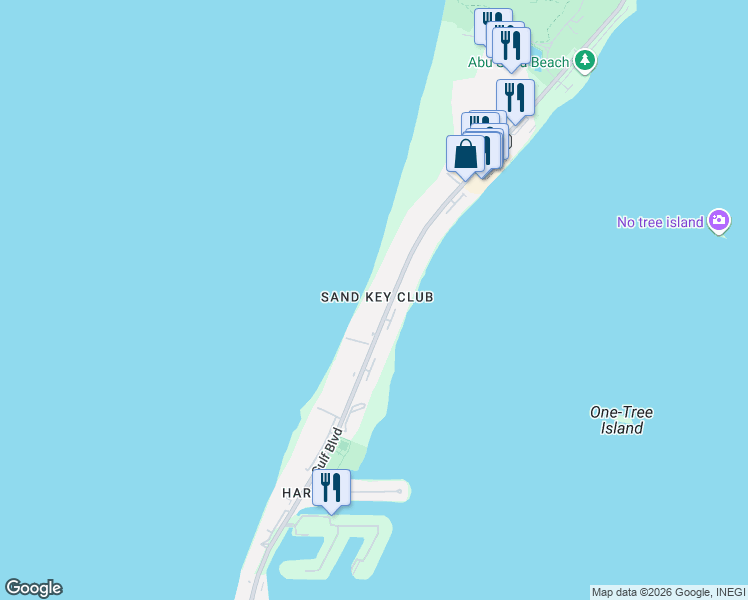 map of restaurants, bars, coffee shops, grocery stores, and more near 1390 Gulf Boulevard in Clearwater