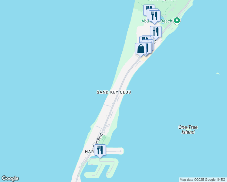 map of restaurants, bars, coffee shops, grocery stores, and more near 1370 Gulf Boulevard in Clearwater