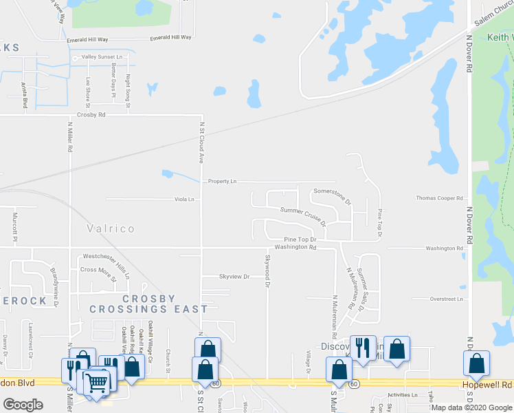 map of restaurants, bars, coffee shops, grocery stores, and more near 3022 Summer Cruise Drive in Valrico