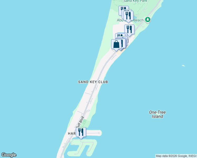 map of restaurants, bars, coffee shops, grocery stores, and more near 1371 Gulf Boulevard in Clearwater