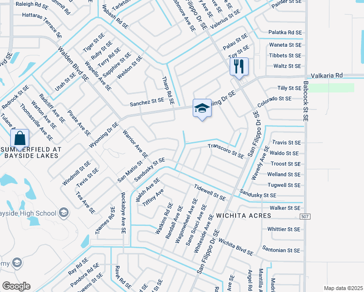 map of restaurants, bars, coffee shops, grocery stores, and more near 1979 Sandia Road Southeast in Palm Bay