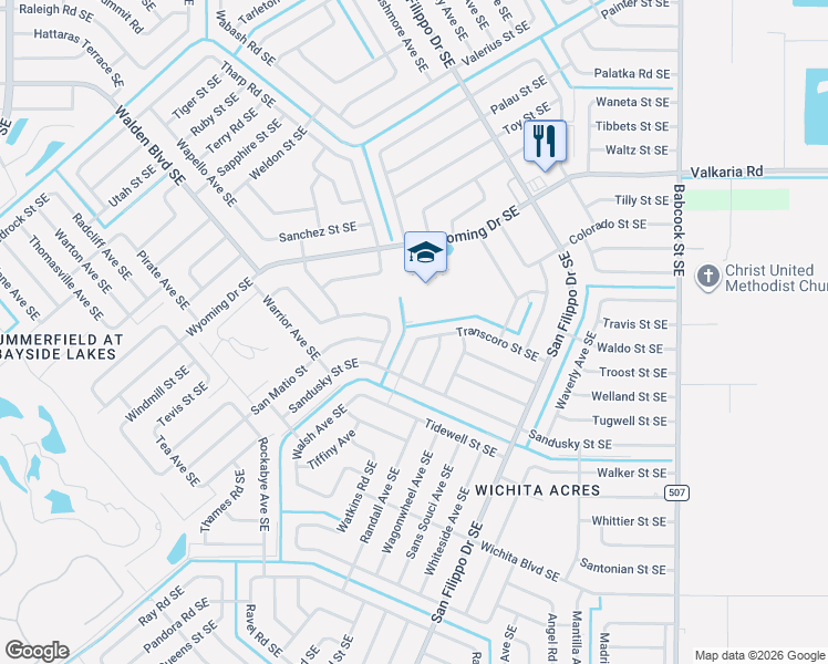 map of restaurants, bars, coffee shops, grocery stores, and more near in Palm Bay
