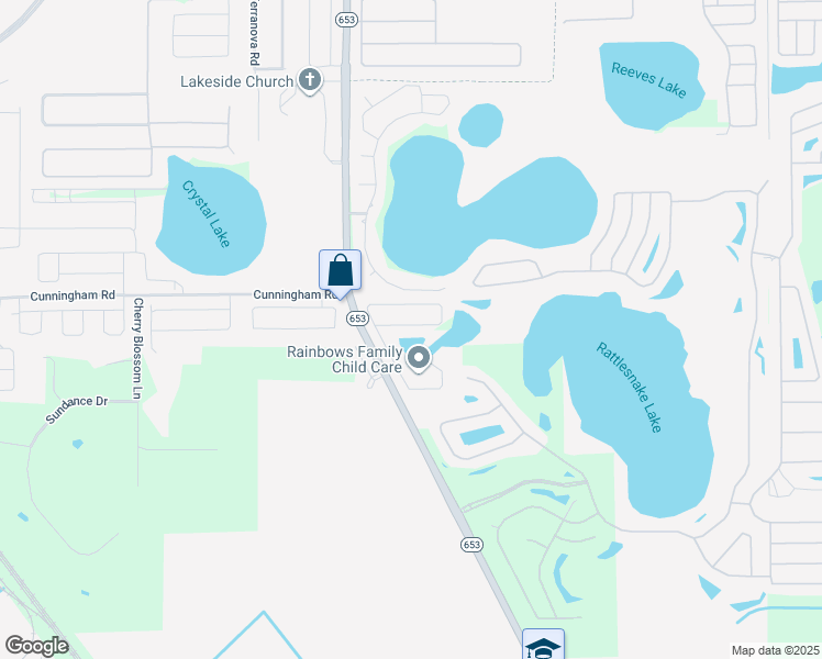 map of restaurants, bars, coffee shops, grocery stores, and more near 445 Fish Hawk Drive in Winter Haven