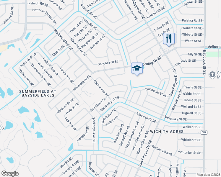 map of restaurants, bars, coffee shops, grocery stores, and more near 1987 Warrior Avenue Southeast in Palm Bay