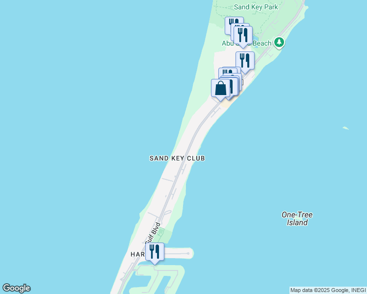 map of restaurants, bars, coffee shops, grocery stores, and more near 1370 Gulf Boulevard in Clearwater