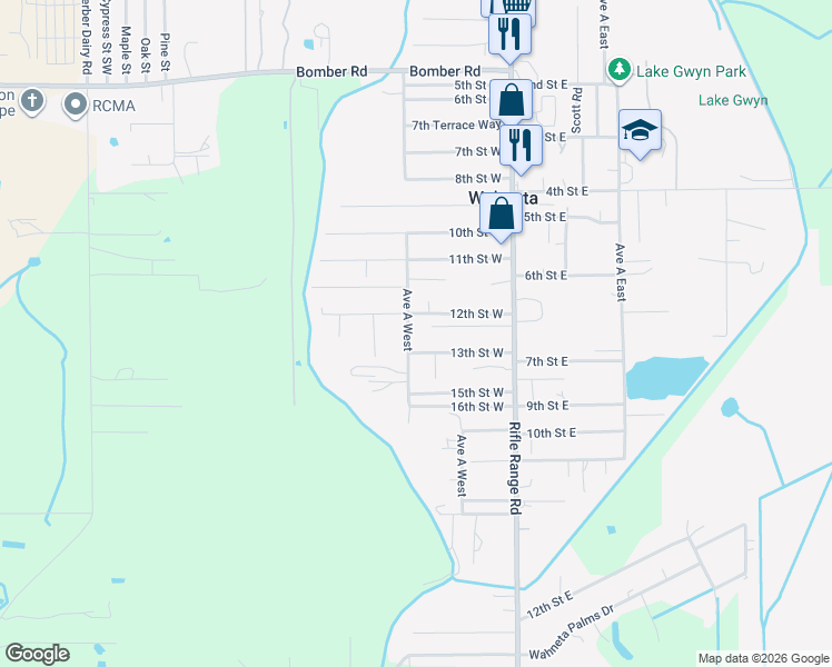 map of restaurants, bars, coffee shops, grocery stores, and more near 1205 Avenue A West in Winter Haven