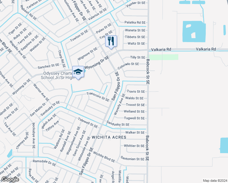 map of restaurants, bars, coffee shops, grocery stores, and more near 1358 San Filippo Drive Southeast in Palm Bay