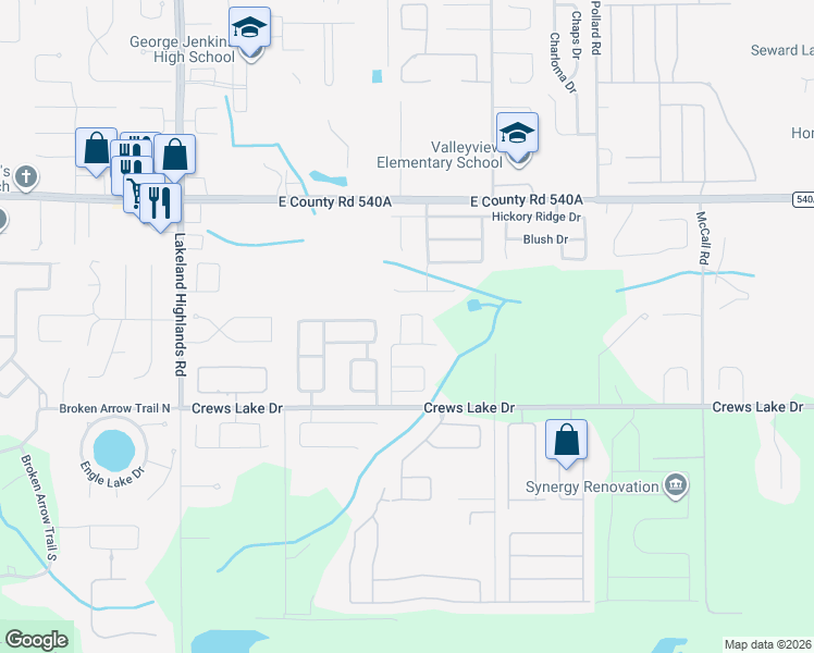 map of restaurants, bars, coffee shops, grocery stores, and more near 2604 Hickory View Loop in Lakeland