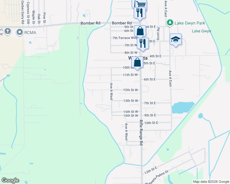 map of restaurants, bars, coffee shops, grocery stores, and more near 1205 Avenue A West in Winter Haven