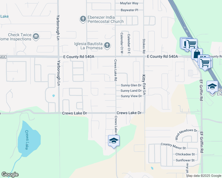 map of restaurants, bars, coffee shops, grocery stores, and more near 4063 Marie Drive in Lakeland