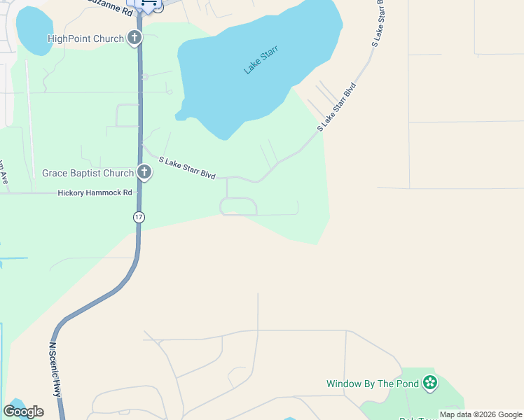 map of restaurants, bars, coffee shops, grocery stores, and more near 505 Starr Ridge Drive in Lake Wales