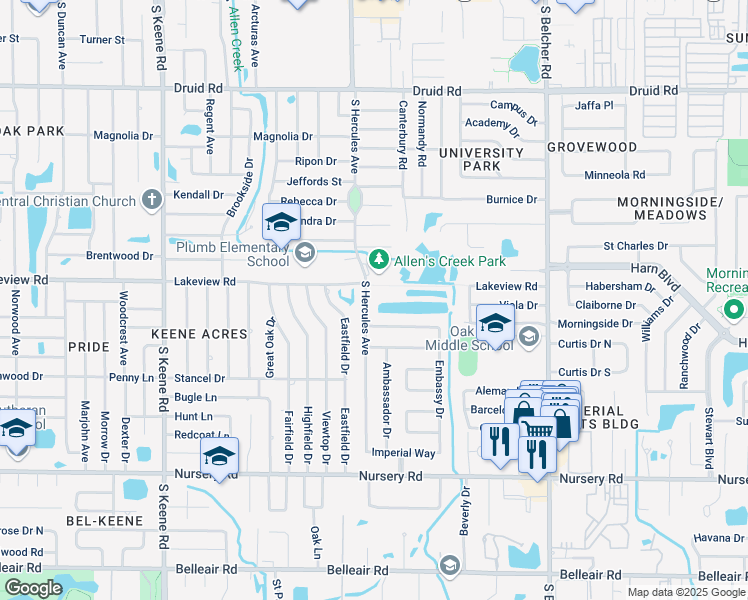 map of restaurants, bars, coffee shops, grocery stores, and more near 1301 South Hercules Avenue in Clearwater