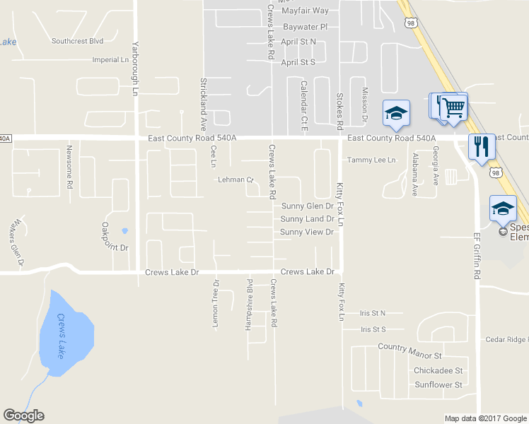 map of restaurants, bars, coffee shops, grocery stores, and more near 4075 Marie Drive in Lakeland