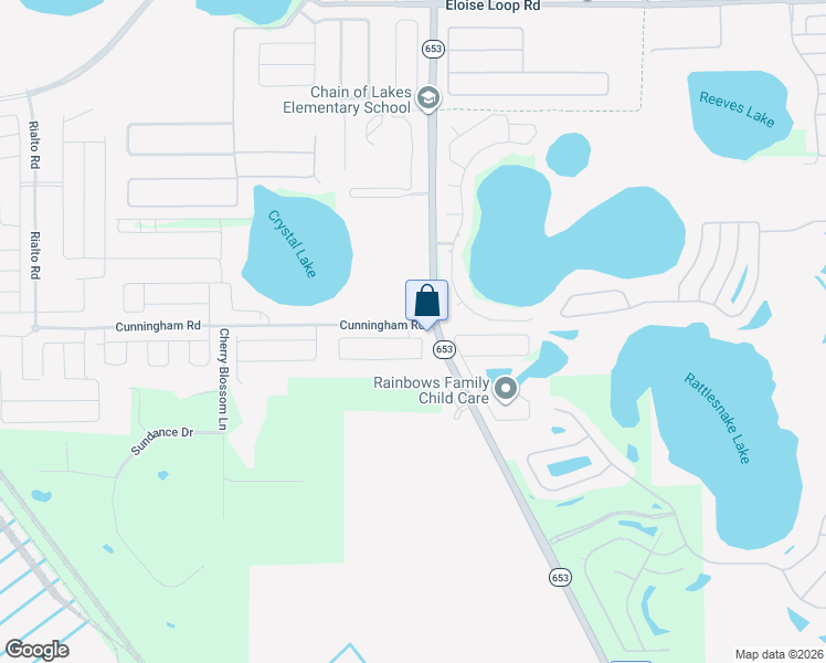 map of restaurants, bars, coffee shops, grocery stores, and more near 6502 Crescent Loop in Winter Haven