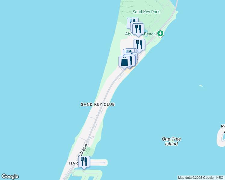 map of restaurants, bars, coffee shops, grocery stores, and more near 1310 Gulf Boulevard in Clearwater