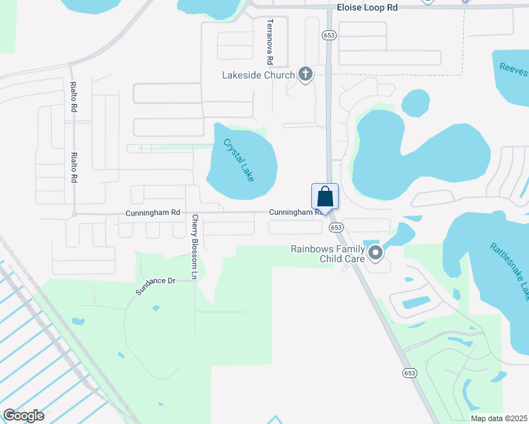 map of restaurants, bars, coffee shops, grocery stores, and more near Cunningham Road in Winter Haven