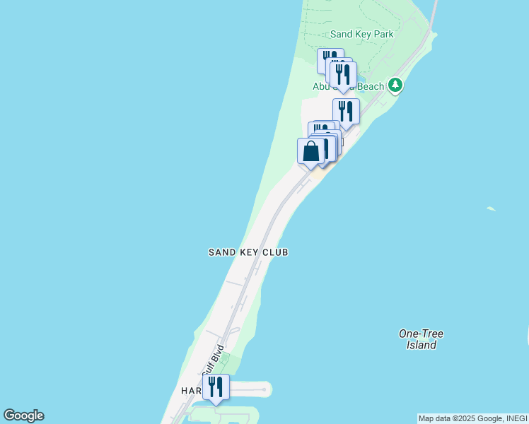 map of restaurants, bars, coffee shops, grocery stores, and more near 1310 Gulf Boulevard in Clearwater