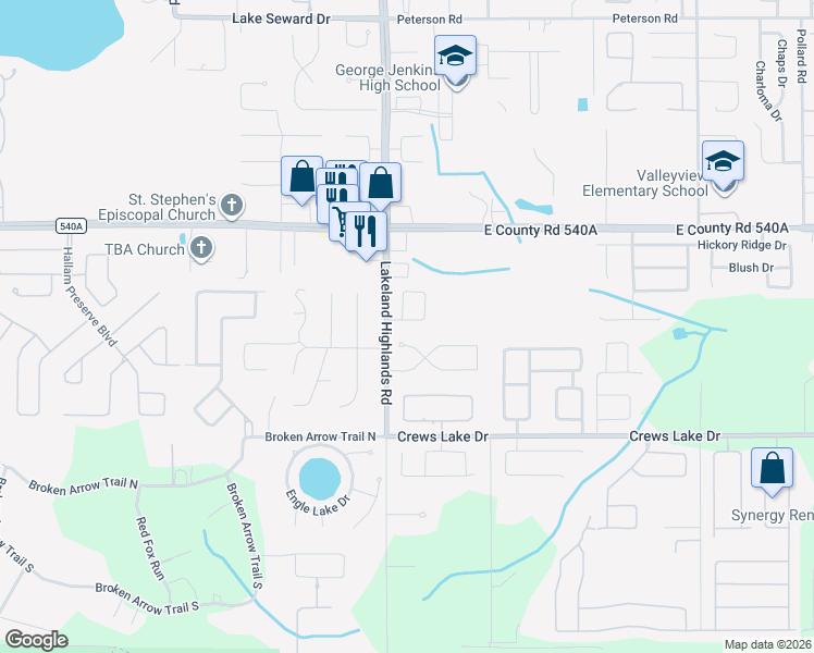 map of restaurants, bars, coffee shops, grocery stores, and more near 6375 Tierra Vista Circle in Lakeland