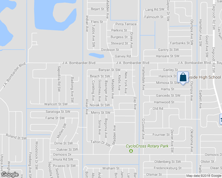 map of restaurants, bars, coffee shops, grocery stores, and more near 1960 Madden Avenue in Palm Bay