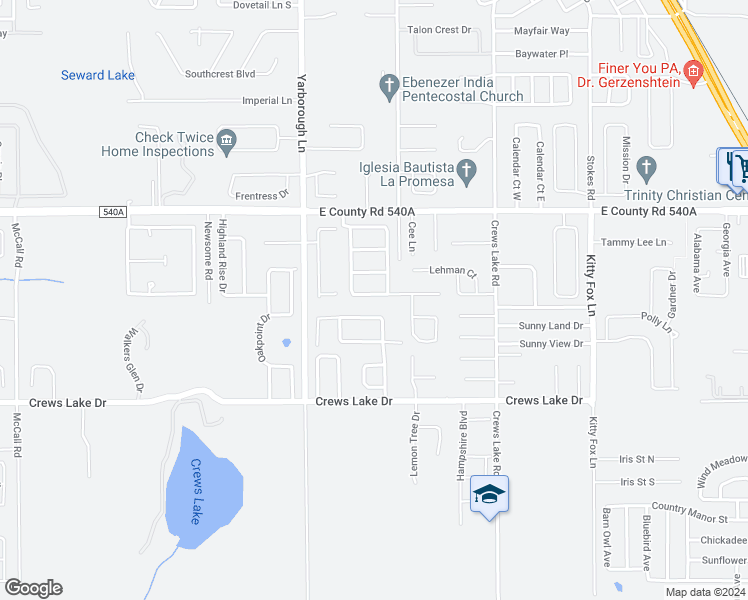 map of restaurants, bars, coffee shops, grocery stores, and more near 6367 Alamanda Hills Drive in Lakeland