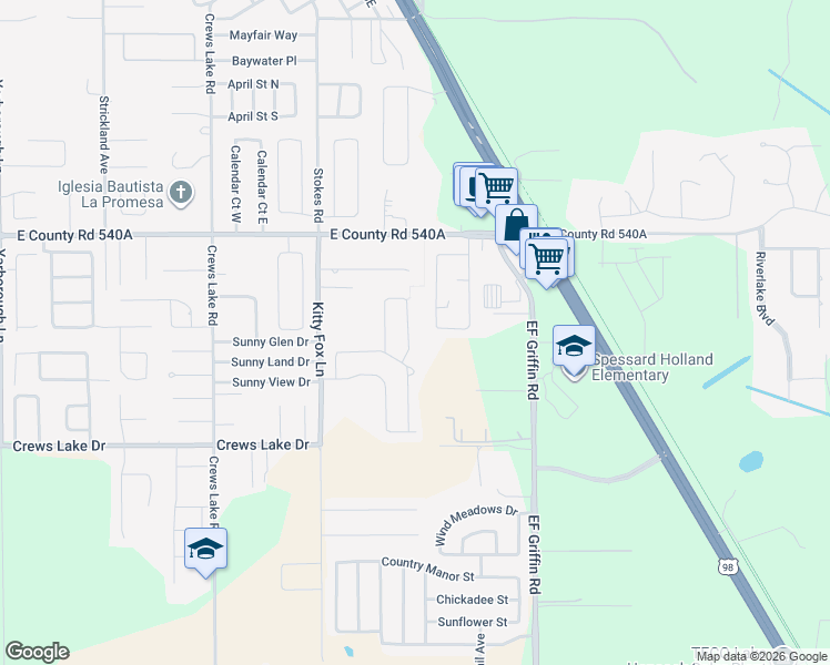 map of restaurants, bars, coffee shops, grocery stores, and more near 4437 Haskell Homes Loop in Lakeland