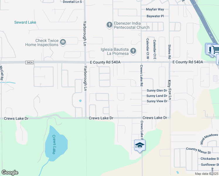 map of restaurants, bars, coffee shops, grocery stores, and more near 6375 Alamanda Hills Drive in Lakeland