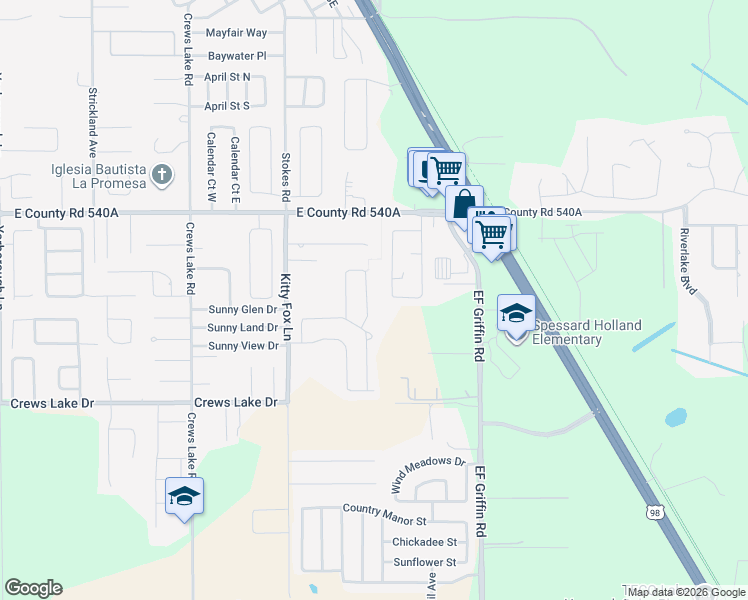 map of restaurants, bars, coffee shops, grocery stores, and more near 4437 Haskell Homes Loop in Lakeland