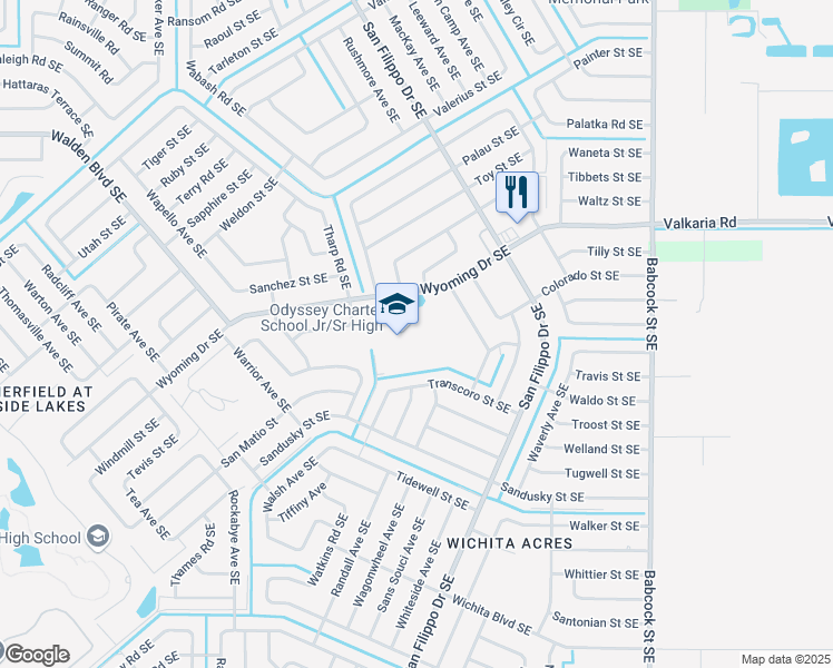 map of restaurants, bars, coffee shops, grocery stores, and more near 1350 Wyoming Drive Southeast in Palm Bay