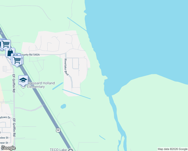map of restaurants, bars, coffee shops, grocery stores, and more near 5232 Riverlake Boulevard in Bartow