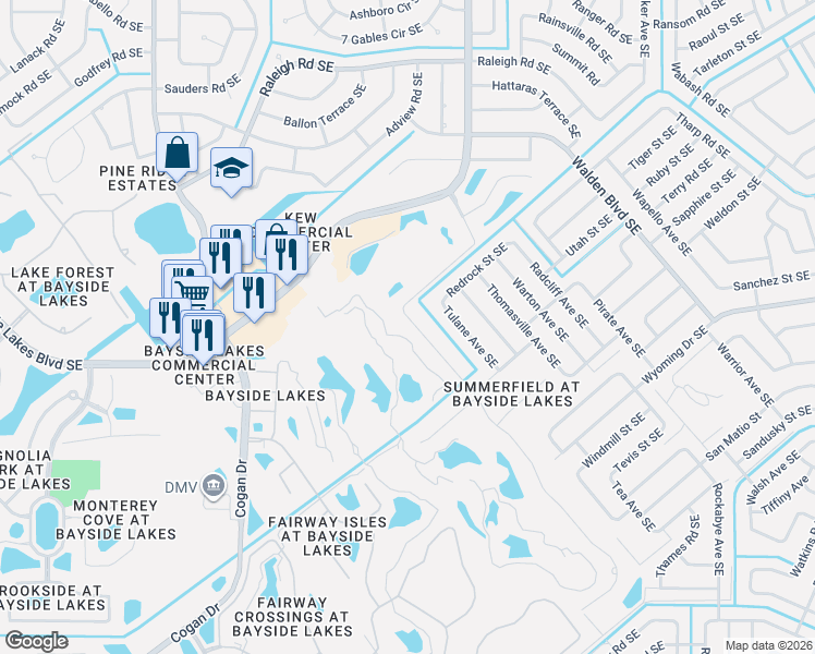 map of restaurants, bars, coffee shops, grocery stores, and more near 1940 Windbrook Drive in Palm Bay
