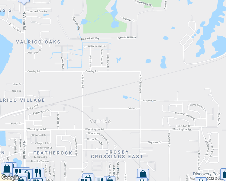 map of restaurants, bars, coffee shops, grocery stores, and more near 724 North Saint Cloud Avenue in Valrico