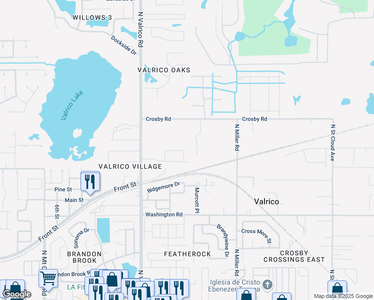 map of restaurants, bars, coffee shops, grocery stores, and more near 2128 Valrico Heights Boulevard in Valrico