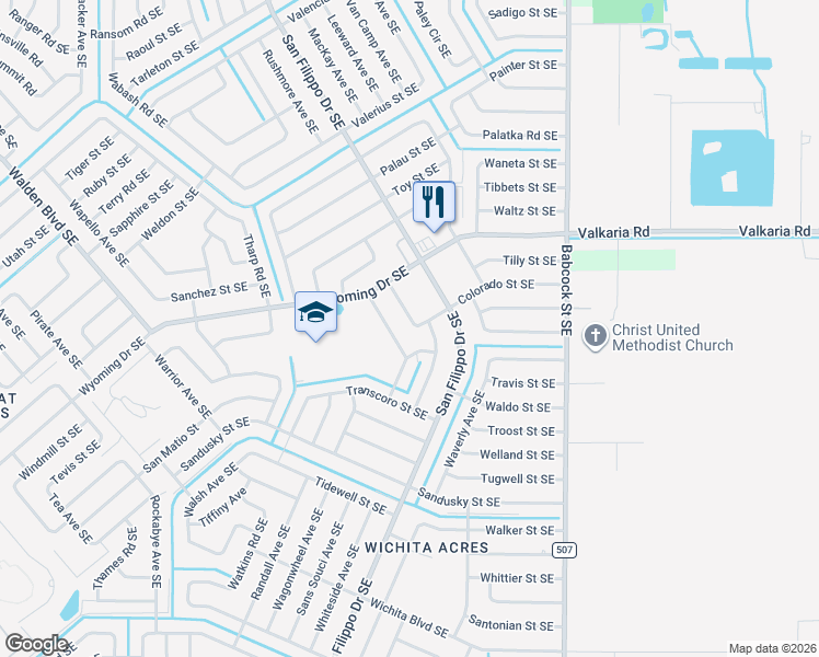 map of restaurants, bars, coffee shops, grocery stores, and more near 1886 Wildcat Avenue Southeast in Palm Bay