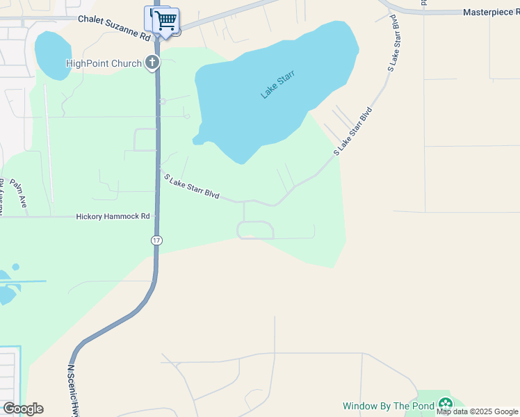 map of restaurants, bars, coffee shops, grocery stores, and more near 405 South Lake Starr Boulevard in Lake Wales