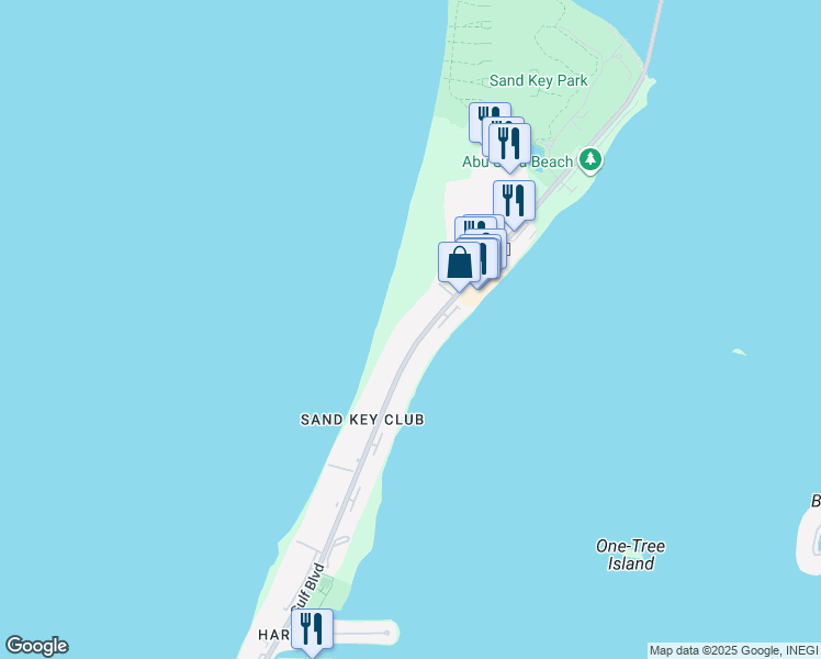 map of restaurants, bars, coffee shops, grocery stores, and more near 1290 Gulf Boulevard in Clearwater