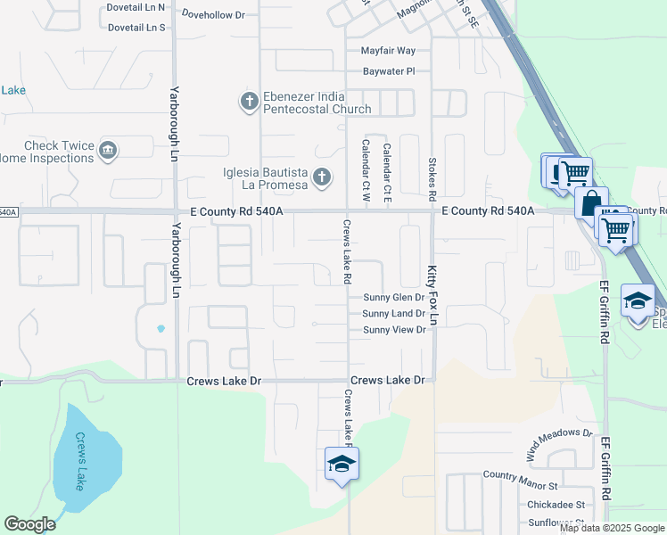 map of restaurants, bars, coffee shops, grocery stores, and more near 4052 Lehman Court in Lakeland