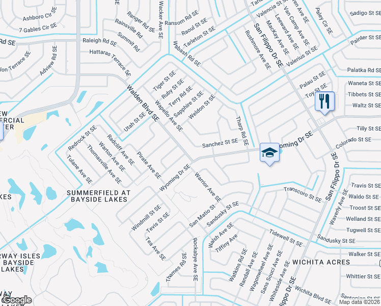 map of restaurants, bars, coffee shops, grocery stores, and more near 1100 Sanchez Street Southeast in Palm Bay