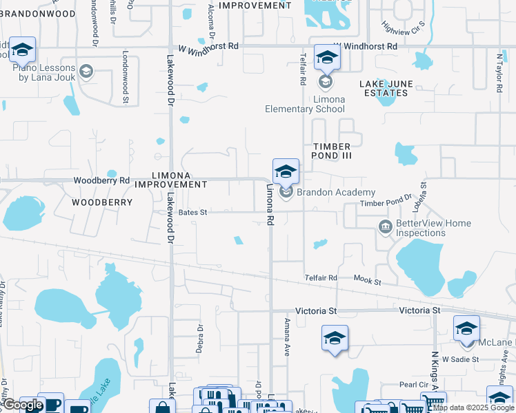 map of restaurants, bars, coffee shops, grocery stores, and more near 804 Elizabeth Street in Brandon
