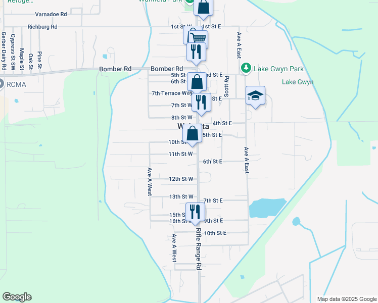 map of restaurants, bars, coffee shops, grocery stores, and more near 107 11th Street West in Winter Haven