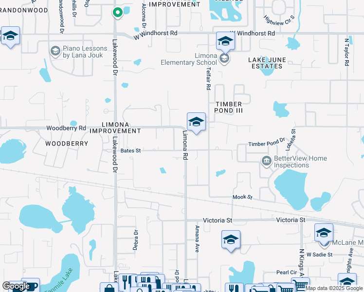 map of restaurants, bars, coffee shops, grocery stores, and more near 804 Elizabeth Street in Brandon