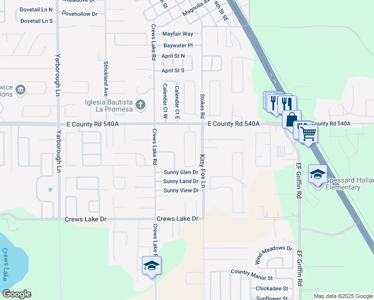 map of restaurants, bars, coffee shops, grocery stores, and more near 6256 Hampton Pointe Circle in Lakeland
