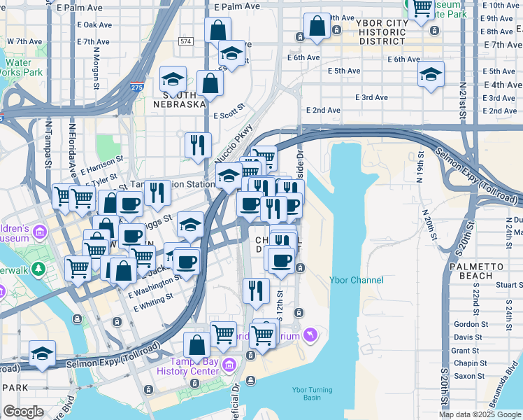 map of restaurants, bars, coffee shops, grocery stores, and more near 1120 Florida 60 in Tampa