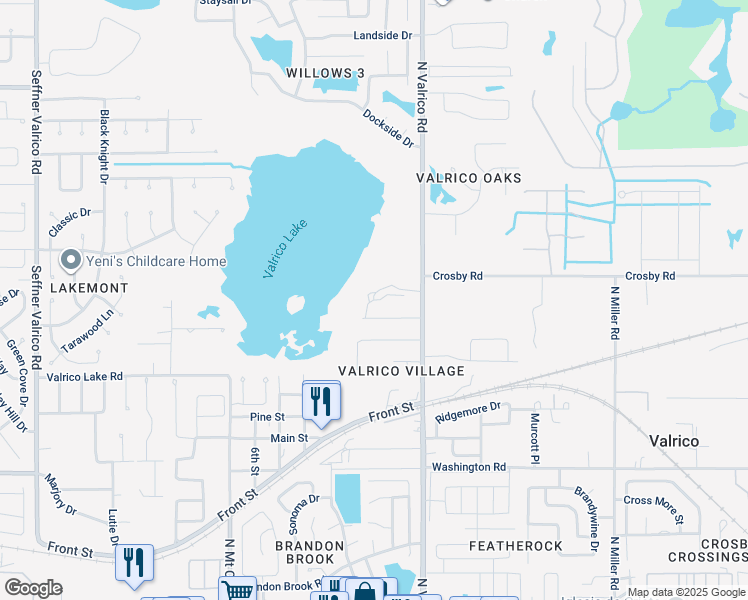 map of restaurants, bars, coffee shops, grocery stores, and more near 812 North Valrico Road in Valrico