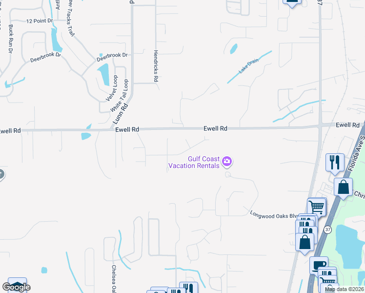 map of restaurants, bars, coffee shops, grocery stores, and more near 1636 Lunn Woods Trail in Lakeland