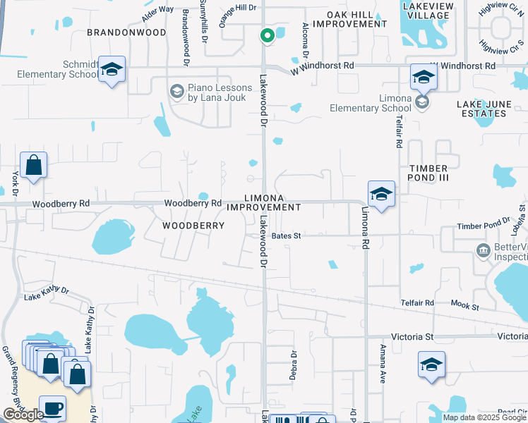 map of restaurants, bars, coffee shops, grocery stores, and more near 774 Lakewood Drive in Brandon